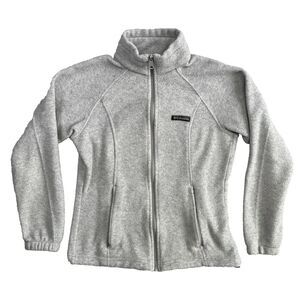 Columbia Womens S Light Gray Full Zip Fleece Jacket Lightweight Outdoor Hiking